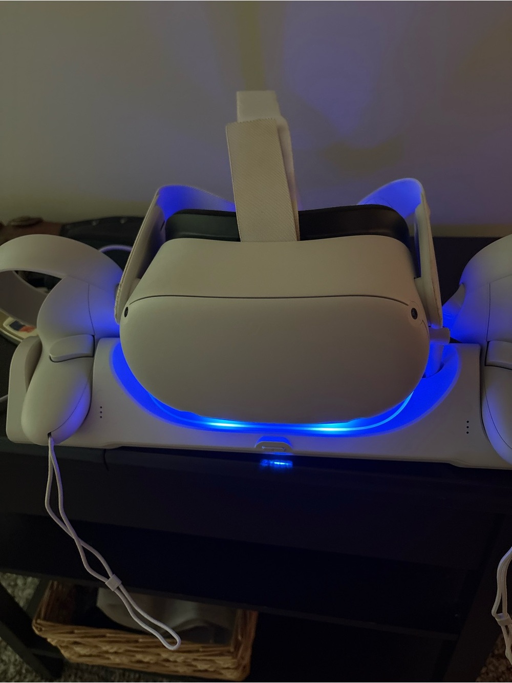 Oculus Quest 2 VR Headset in White with Blue Accent Lighting